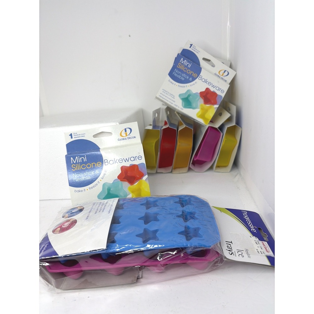 Silicone Mold Lot Global Decor Mini Bakeware & Progressive Heart Star Ice‎ Trays